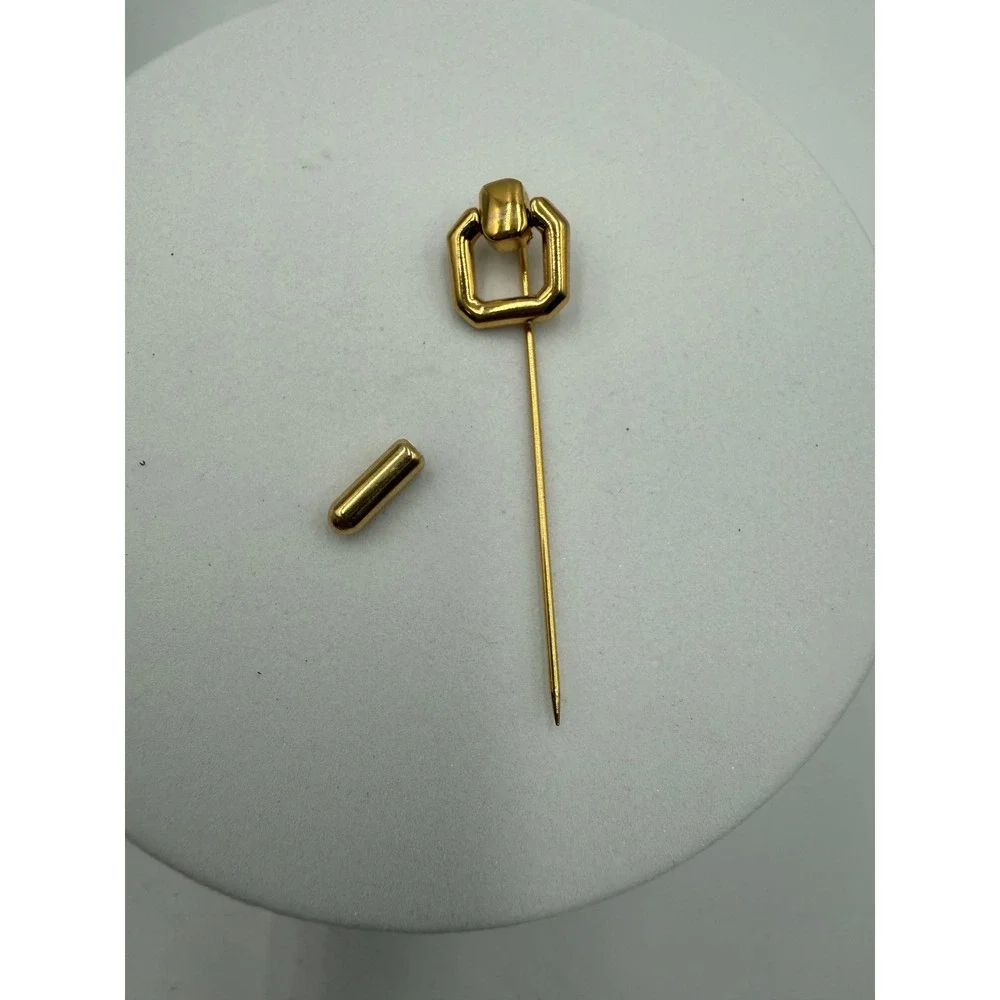 Vintage Gold Tone Geometric Stick Pin Lapel Scarf Hat Accessory 2.75 Inch‎